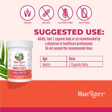 MaryRuth's 3-in-1 Daily Women's Health supplement bottle with vegan, no soy, gluten-free, and nut-free certification icons.