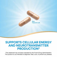 Two tan capsules against a blue background with "New Capsule Look" text.