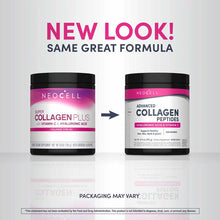 NeoCell Advanced Collagen Peptides powder in white and pink container with black lid, 6.9 oz size.