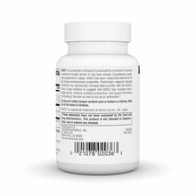 White bottle of Source Naturals AHCC 500 mg vegetarian capsules with white cap and product information label.