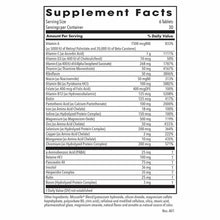 Supplement Facts label for Androvite showing ingredients including vitamins, minerals, and amino acid chelates per 6-tablet s