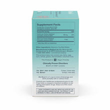 BioSil Advanced Collagen Generator liquid supplement box showing turquoise packaging with supplement facts and usage directio