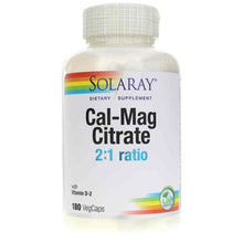 Cal-Mag Citrate 2:1 Ratio plus Vitamin D-2, 180 Veg Capsules, by Solaray