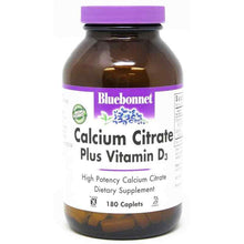 Calcium Citrate Plus Vitamin D3, 180 Caplets, by Bluebonnet