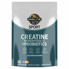 Garden of Life Sport Creatine Monohydrate + Probiotics powder in white and teal pouch with brand logo and product information