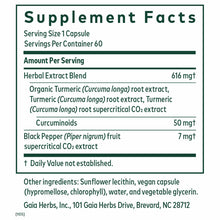 Supplement Facts label for Curcuma Supreme capsules showing herbal extract blend with turmeric and black pepper, 60 servings