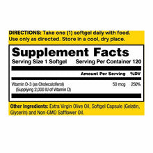 D-3 50 Mcg (2000 IU), 120 Softgels, by Natures Life, image #4