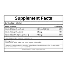 D3 5,000 with K2, 60 Softgels, by NutriDyn