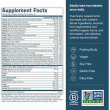 Supplement Facts label for Daily Men's 50+ Multi showing vitamins, minerals, and botanical ingredients with dosage informatio
