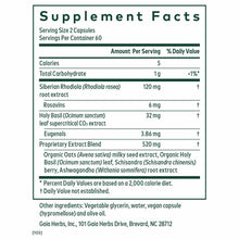 Supplement Facts label for Daytime HPA capsules showing serving size, nutritional information, and herbal ingredient amounts