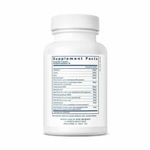 White supplement bottle with white cap displaying Supplement Facts label listing ingredients including glutathione, l-taurine