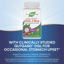 Nature's Way DGL Ultra Extra Strength chocolate-flavored chewable tablets dietary supplement bottle with 90 tablets.