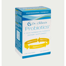 Blue and white box of Dr. Ohhira's Probiotics Professional Formula dietary supplement containing 120 capsules.