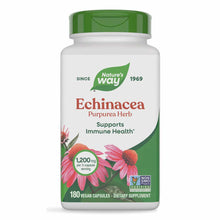 Nature's Way Echinacea Purpurea Herb bottle with green cap containing 180 vegan capsules.