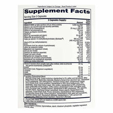 Supplement Facts label for Essential Multi by NutriDyn showing serving size of 3 capsules with vitamins, minerals, and propri