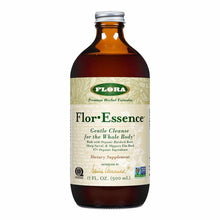 Brown glass bottle of Flor Essence Gentle Cleanse herbal supplement by Flora, 17 fl. oz.