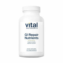 White bottle of Vital Nutrients GI Repair Nutrients dietary supplement containing 120 vegan capsules.
