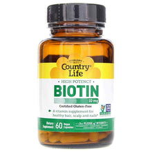 High Potency Biotin 10 Mg, 60 Vegan Capsules, by Country Life