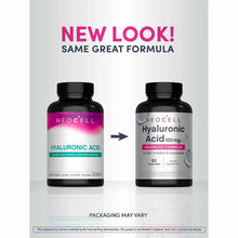 NeoCell Hyaluronic Acid 100 mg bottle with black cap showing product label and "Advanced Formula" text, displayed next to pre