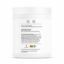 White container of Thorne Vet Immune Support Formula soft chews with product information and usage directions printed on labe