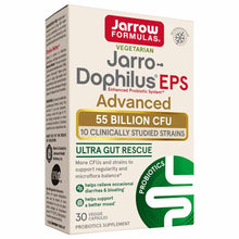 Jarrow Formulas Jarro-Dophilus EPS Advanced probiotic supplement box with 55 billion CFU and 30 veggie capsules.