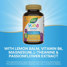 Nature's Way Kids Cool & Calm gummy supplement bottle with gold cap, grape flavored, 40 gummies, for ages 8+.