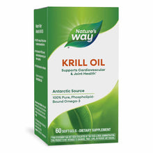 Nature's Way Krill Oil 500mg supplement bottle with green and white packaging, 60 softgels.