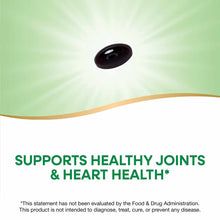 Dark red oval softgel capsule on green and white background with gold curved accent line.