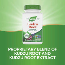 Nature's Way Kudzu Root supplement bottle with green cap, 50 vegan capsules, 1,226mg per serving, Non-GMO Project Verified.