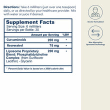Liposomal Curcumin-Resveratrol, 6 Oz, by Core Med Science