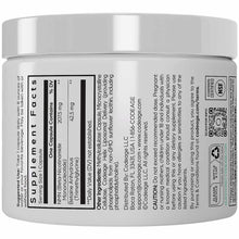 White cylindrical supplement container with silver lid and black label text showing Codeage liposomal NMN product information
