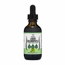 Dark glass dropper bottle of liquid chlorophyll supplement with white and green label, 2 fl oz size.