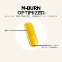 Yellow capsule supplement with ingredient list including Vitamin B12, EGCG green tea, berberine, ALA, and probiotics, 0.94 in