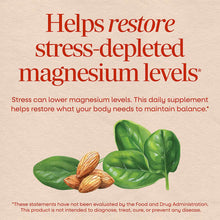 Natures Way Magnesium Complex Citrate Blend supplement packaging with almonds and green leaves on beige background.