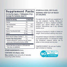 Supplement Facts label for NeoCell Marine Collagen Peptides with serving size, nutritional information, and storage warnings.