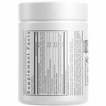White supplement jar with black label containing Codeage Meditate formula and nutrition information.