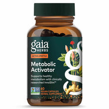 Gaia Herbs Metabolic Activator bottle with dark green cap containing 60 vegan capsules.