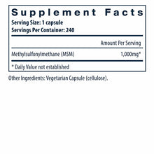 MSM 1000 Mg, 240 Capsules, by Vital Nutrients