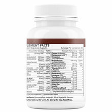 White bottle with ribbed cap and brown supplement facts label showing vitamins, minerals, and digestive enzyme blend informat