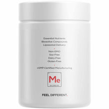 White Codeage multivitamin supplement jar with white lid, labeled with product features including liposomal delivery and cert