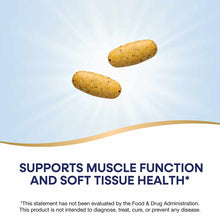 Two tan and brown speckled oval capsules on a light blue and white background.