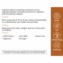 Alimentum Labs Neuro Superfood powder container with usage instructions and icons for brain, gut, whole body, and immunity be