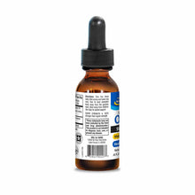 Brown glass bottle with black dropper cap containing wild oregano oil liquid supplement.