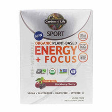 Organic Plant-Based Energy + Focus, Sugar Free Blackberry Cherry, 1 Packet, by Garden of Life Sport