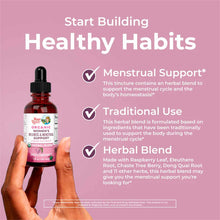 Dark amber glass dropper bottle of MaryRuth's Organics Women's Wellness & Menstrual Support tincture held against pink backgr