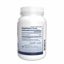 White supplement bottle with white cap containing 60 capsules, displaying Supplement Facts label and manufacturer information