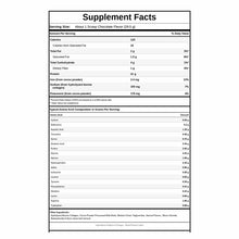 Supplement Facts label for Paleo Protein powder showing nutritional information, serving size, calories, macronutrients, and