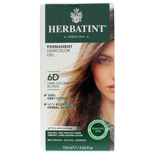 Permanent Hair Color Gel, 6D Dark Gold Blonde, by Herbatint