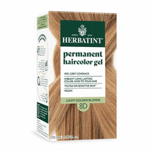 Herbatint permanent haircolor gel box in Light Golden Blonde shade 8D, 170 ml bottle.