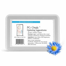 PG Ovals hydrating suppositories package by Bezwecken containing 16 ovals with ingredient and usage information label.